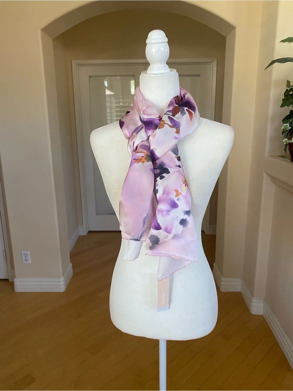 Handmade 100% Silk Lavender Floral Wrap Scarf Top